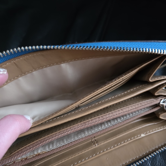 Coach Darcy Clutch Blue Wallet Textured Zipper Purse Safiano Leather - Picture 7 of 8